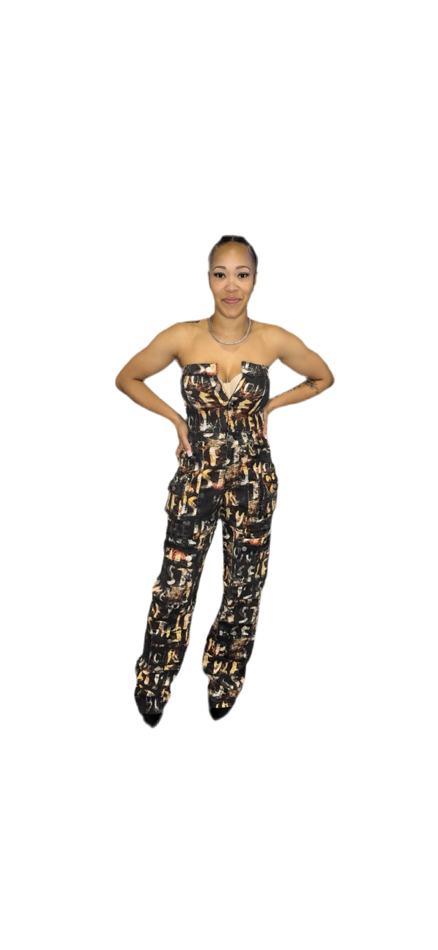 STRAPLESS DENIM JUMPSUIT