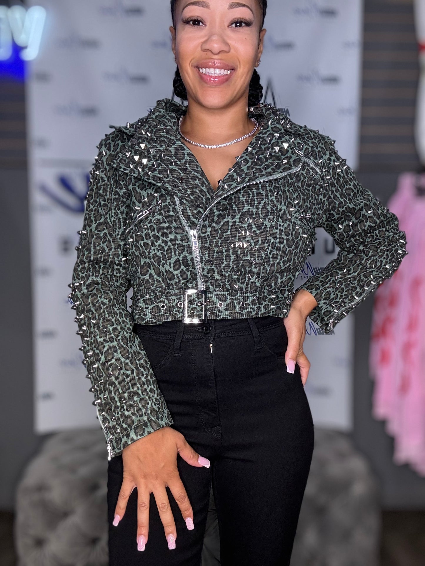 CHEETAH PRINT DENIM JACKET
