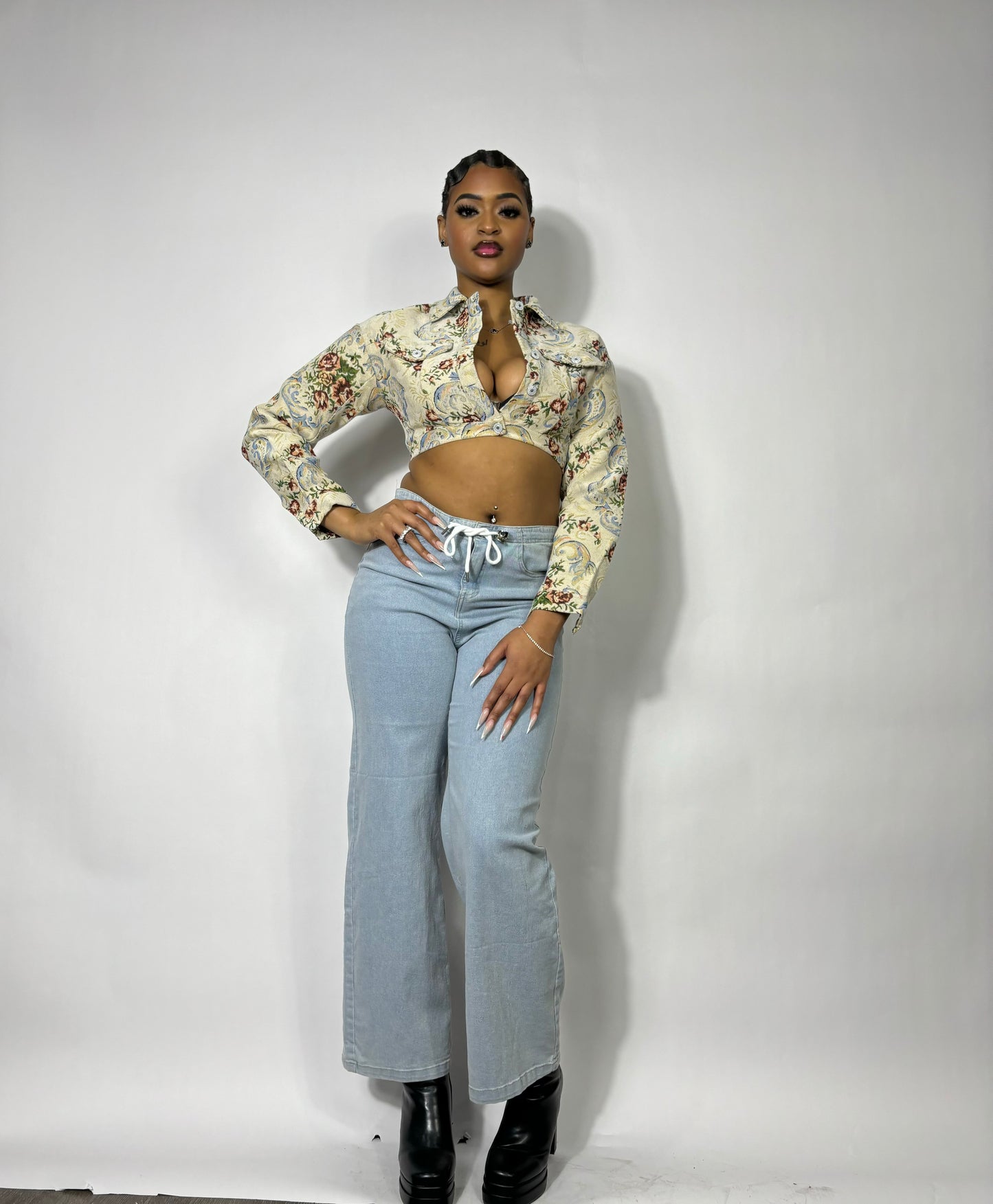 FLORAL CROP JACKET