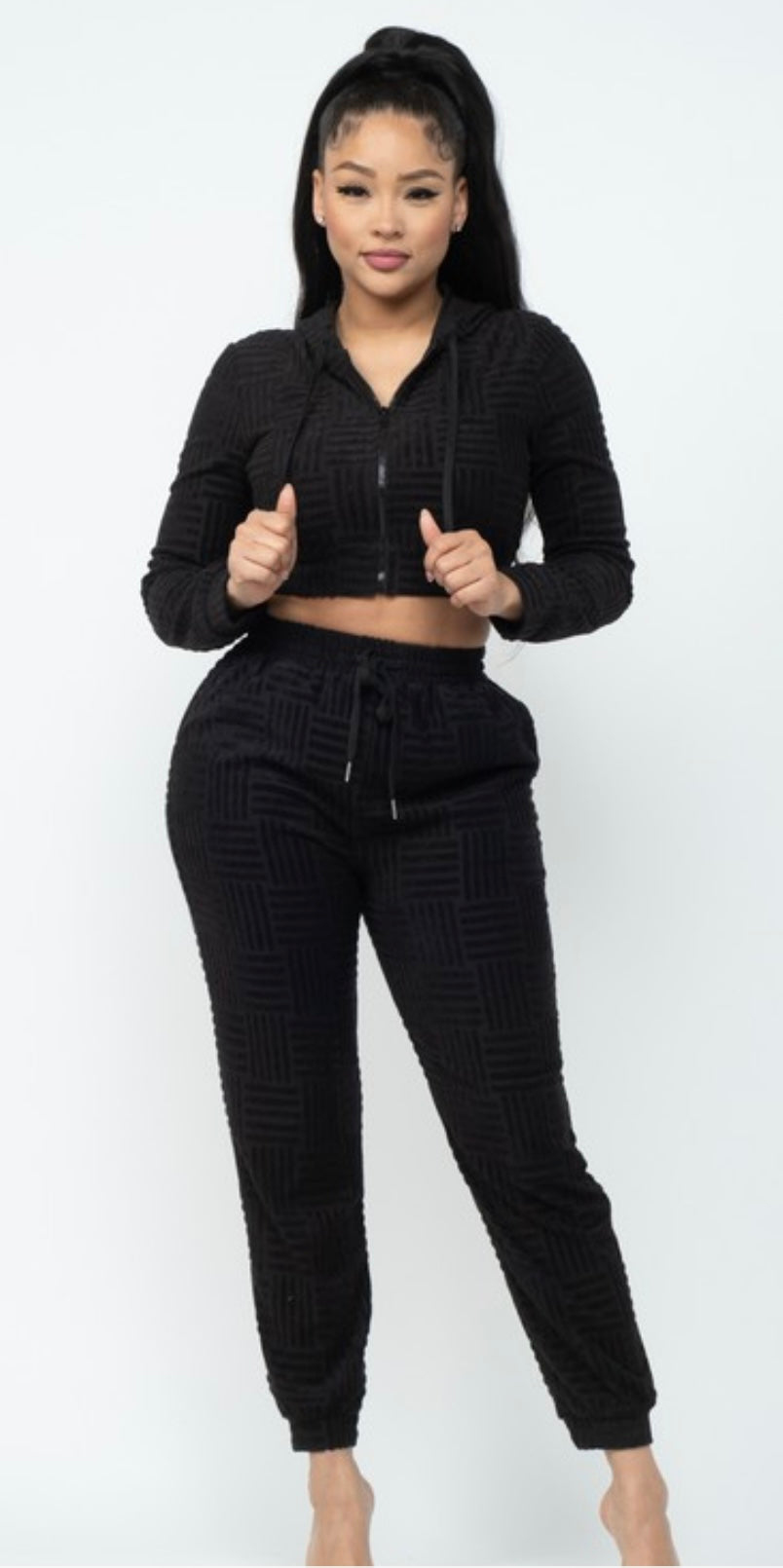 2 PC PATTERN CROP JOGGER
