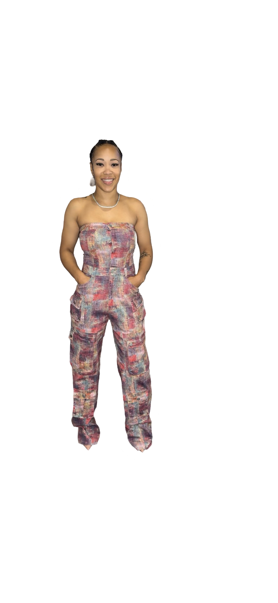 STRAPLESS DENIM JUMPSUIT