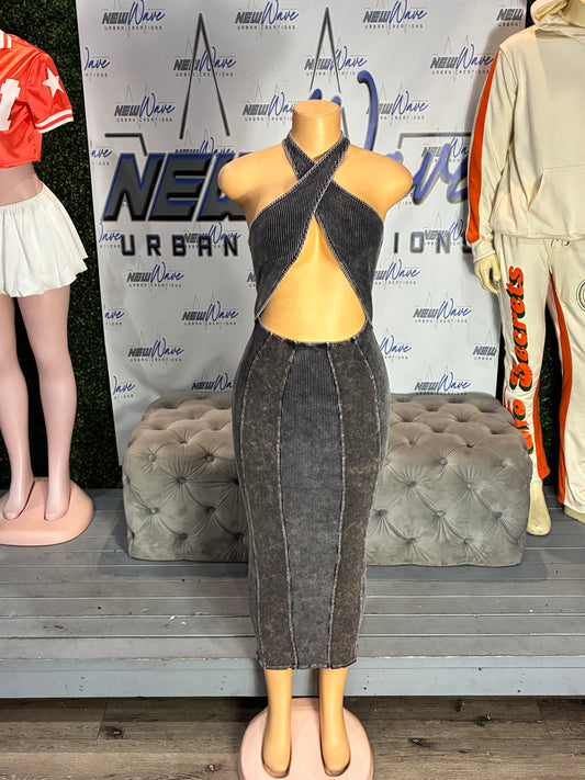 CROSS HALTER DRESS